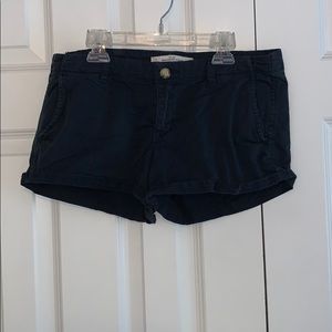Blue fabric shorts, regular rise